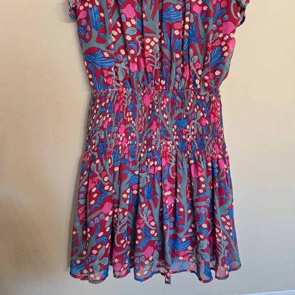 Entro Floral Print Multi Color Mini Dress with Ruffle Sleeves Size S Cottage - Picture 11 of 16